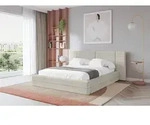 ALTDECOR Polsterbett mit Bettkasten - TEVO - 140x200 - Creme - Bett mit Matratze