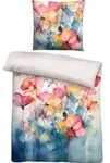 biberna Lyocell Bettw&auml;sche 0474520 AQUARELL BLUMEN color: taubenblau, size: 1x