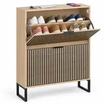 Relaxdays Schuhkipper, 2 F&auml;cher, HBT: 96 x 80 x 24 cm, gestreift, schmaler