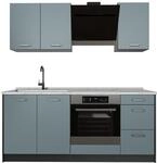 Singlek&uuml;che Vicco R-Line Blau-Grau/Anthrazit 180 cm Arbeitsplatte Marmor, Model