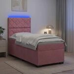 vidaXL Boxspringbett mit Matratze mit Kopfteil Rosa 100 x 200 cm Samt