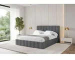 ALTDECOR Polsterbett mit Bettkasten - FINO - 140x200 - Dunkelgrau - Bett mit Matratze