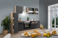 K&uuml;che K&uuml;chenzeile K&uuml;chenblock Einbauk&uuml;che Eiche Grau Merle 250 cm Respekta