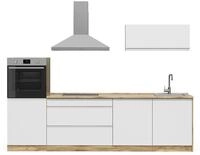 K&uuml;chenzeile Vicco R-Line Wei&szlig;/Goldkraft Eiche 280 cm Arbeitsplatte Platin,...