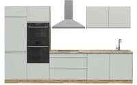 K&uuml;chenzeile Vicco R-Line Pastellgr&uuml;n/Goldkraft Eiche 340 cm Arbeitsplatte...