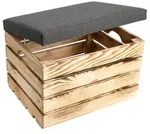 Creative Deco Sitzhocker Gepolstert Braun Geflammt | 50 x 40 x 35 cm