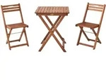 Merxx Balkonset Porto 3tlg., 2 Klappst&uuml;hle, Klapptisch 60 x 60 cm - Eukalyptus