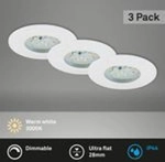 LED Einbauleuchten Dimmbar 3er Set IP44 5,5 W wei&szlig; Kunststoff Briloner - Wei&szlig;