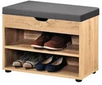 Schuhschrank aus Holz mit Sitz, Flur B&uuml;cherregal mit praktischer Sitzbank