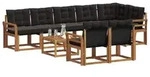 vidaXL Outdoor-Sofagarnitur 9 stk. Nat&uuml;rlich und Schwarz - Braun