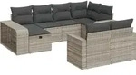 vidaXL 10-tlg. Garten-Sofagarnitur mit Kissen Hellgrau Poly Rattan - Grau