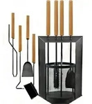 BLACK OAK Kaminbesteck DAVOS 5-teilig H60xB29xT16cm schwarz Stahl & Holzgriff