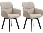 byLIVING Stuhl 2-er Set RICO / Webstoffbezug in taupe, Gestell in schwarz / 360&deg;