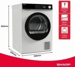 Sharp KD-NHA8G6TWE-DE W&auml;rmepumpentrockner 8 kg EEK E, 15 Programme, BubbleDrum,