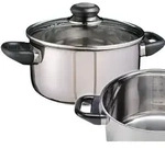 Edelstahltopf Universaltopf Kochtopf Edelstahl 3L mit Glasdeckel - Silber