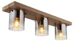 LED Deckenleuchte UNDERWOOD, Glas rauchfarben, Holzoptik, L 71 cm