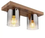 LED Deckenleuchte UNDERWOOD, Holzoptik, Rauchfarben, Glas, L 41 cm