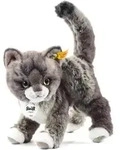 Steiff Kuscheltier Katze Kitty Pl&uuml;sch grau beige - 25 cm - weiche Spielzeugkatze