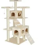 tectake&reg; Kratzbaum Knuti 186 cm inklusive 2 Treppen, 4 Spielm&auml;usen und Kippschutz -