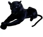 Panther schwarz sitzend Wildtier Steppe Pl&uuml;sch Kuscheltier 80 cm L&auml;nge - Schwarz