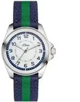 s.Oliver Uhr Kinder-Armbanduhr Kids Jungen Textil SO-3132-LQ - Wei&szlig;/Blau