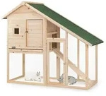 lionto Hasenstall, robuster Doppelstock-Kaninchenstall aus Holz mit Bitumendach,