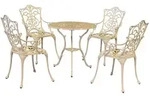 Merxx Gartenm&ouml;bel Set Lugano wei&szlig; 5tlg., 4 Sessel, 1 Tisch &Oslash; 70 cm - Aluminiumguss