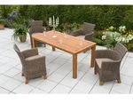 Merxx 9tlg. Toskana Gartenm&ouml;belset, natur - 4 Sessel + 4 Kissen, 1 Tisch - Farbe: