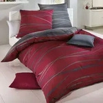 Kaeppel Mako Satin Wende Bettw&auml;sche Wellen Motion 135x200 cm Rubin - Rot