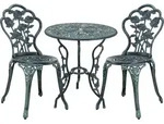 [casa.pro]&reg; Bistro-Set Gu&szlig;eisen gr&uuml;n Tisch+ Stuhl Set 3-teilig antik