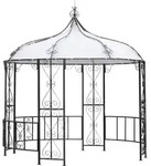 DEGAMO Pavillon Gartenpavillon BURMA rund 300cm Stahl grau Dach wasserdicht...