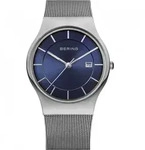 BERING Classic Herrenuhr silber/blau 11938-003 - Silber