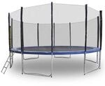 Trampolin-King 490cm Trampolin mit Sicherheitsnetz, Randabdeckung, Leiter, Blau,