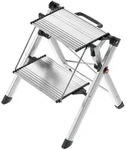 Hailo MK80 ComfortLine Alu-Klapptritt-Leiter - 2 gro&szlig;e Stufen bis 150 kg -