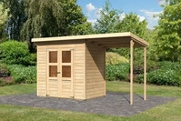 Karibu 68763, Karibu Gartenhaus Ger&auml;tehaus Merseburg 3 mit Anbaudach naturbelassen