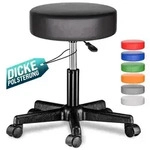 CASARIA&reg; Rollhocker H&ouml;henverstellbar Schwarz 10cm Polsterung 46-60cm Sitzh&ouml;he