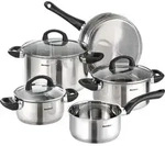 Karcher Topfset Mia aus Edelstahl, Induktion, T&ouml;pfe mit Glasdeckel / Pfanne /
