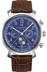 Carl von Zeyten CVZ0015BL Urach silber blau braun Leder Armband Uhr Herren NEU