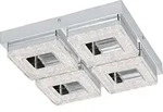 FRADELO Wand-/Deckenleuchte Lampe Beleuchtung - L28 x B28 x H6 cm - chrom - 4X3,5W