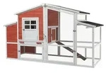 Wiltec XXL H&uuml;hnerstall 2010 x 813 x 1165 mm rot-wei&szlig; mit Freilauf und...