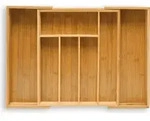 Relaxdays Besteckkasten Bambus, ausziehbarer Besteckeinsatz als K&uuml;chenorganizer,