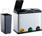 SVITA TC3X15 M&uuml;lleimer Papierkorb Edelstahl Treteimer Abfalleimer Recycling...