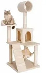 lionto Kratzbaum, stilvoller 133 cm Katzenbaum mit Pl&uuml;schbezug, robusten