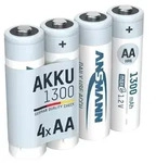 ANSMANN Akku AA 1,2V 1300mAh, 4 St&uuml;ck, wiederaufladbar mit maxE - Silber