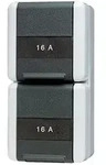 JUNG SCHUKO-Steckdose 2-fach 822NAW WG800 IP44 senkr.Mont - Schwarz