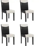 4er-Set Esszimmerstuhl Stuhl K&uuml;chenstuhl Littau Kunstleder, schwarz-wei&szlig;,...