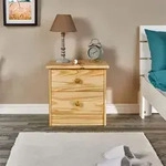 Nachttisch RONDO, Kiefer massiv, natur lackiert, 2 Schubladen, Landhausstil,