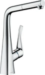 HansGrohe 5026093, Hansgrohe Metris Sp&uuml;ltischmischer Chrom mit Ausziehauslauf Silber