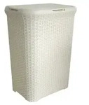 CURVER W&auml;schebox 60 l in Rattan-optik, Farbe Cr&egrave;me - Wei&szlig;