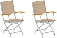 Merxx Gartensessel Naxos, klappbar, 2er Set, silber/grau - Aluminium/Textil/Akazie